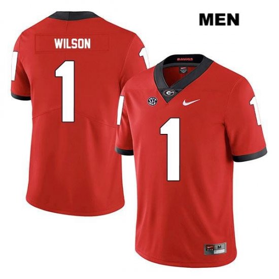 Men's Georgia Bulldogs NCAA #1 Divaad Wilson Nike Stitched Red Legend Authentic College Football Jersey QFZ4154TC